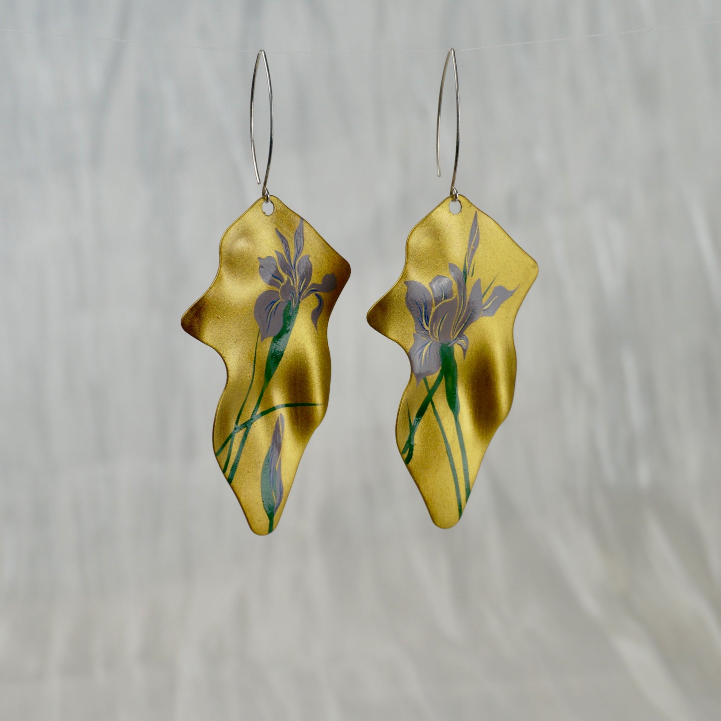 Flower Lacquer Brass Earrings