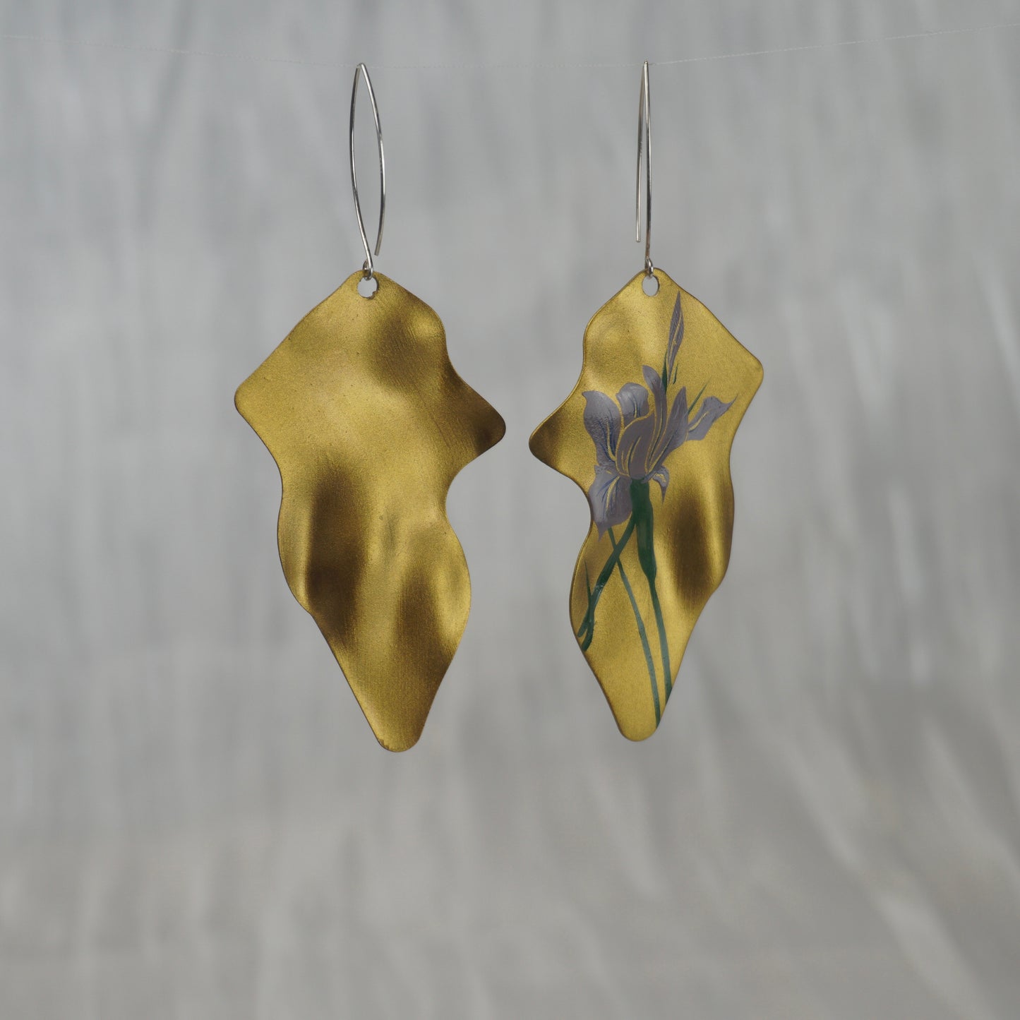 Flower Lacquer Brass Earrings