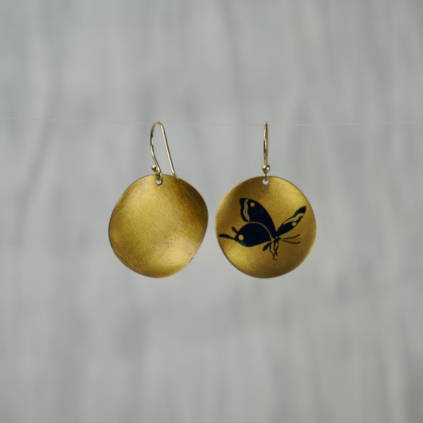 Black Lacquer Butterfly Gold Earrings