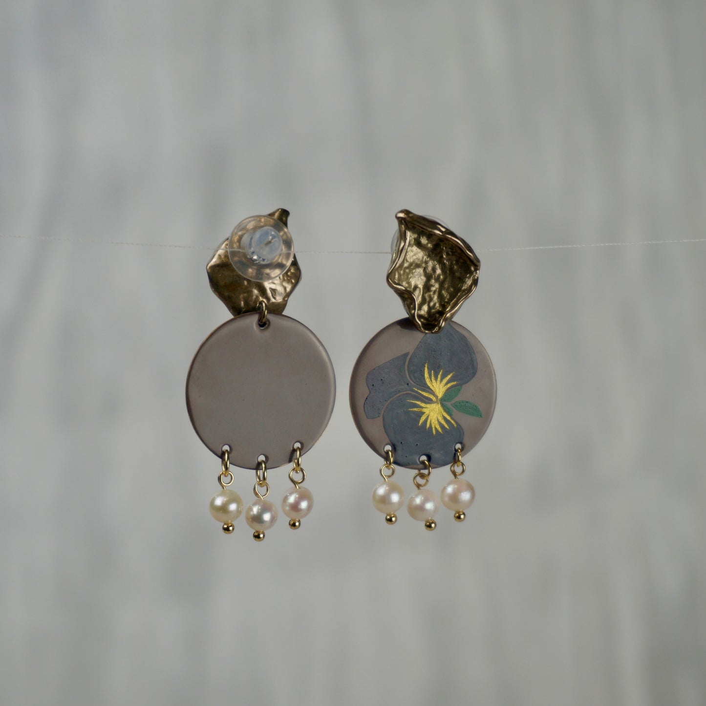 Black Flower Lacquer Drop Earrings