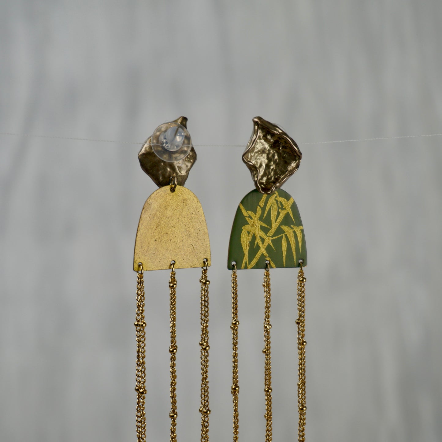 Gold Bamboo Lacquer Dangle Earrings