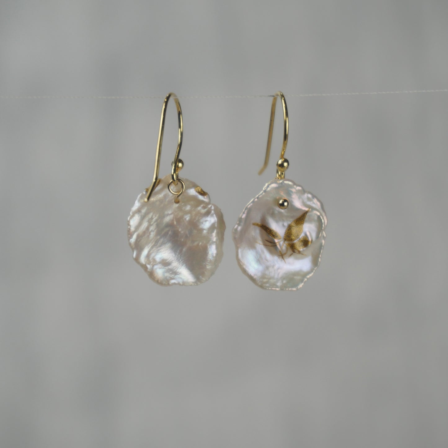 Gold Lacquer Butterfly Freshwater Pearl Earrings