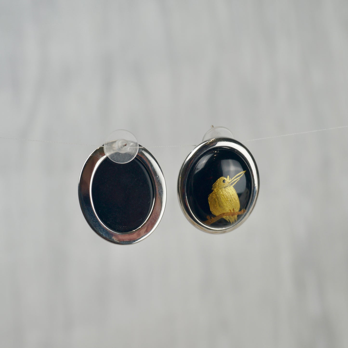 Gold Lacquer Bird Stud Earrings