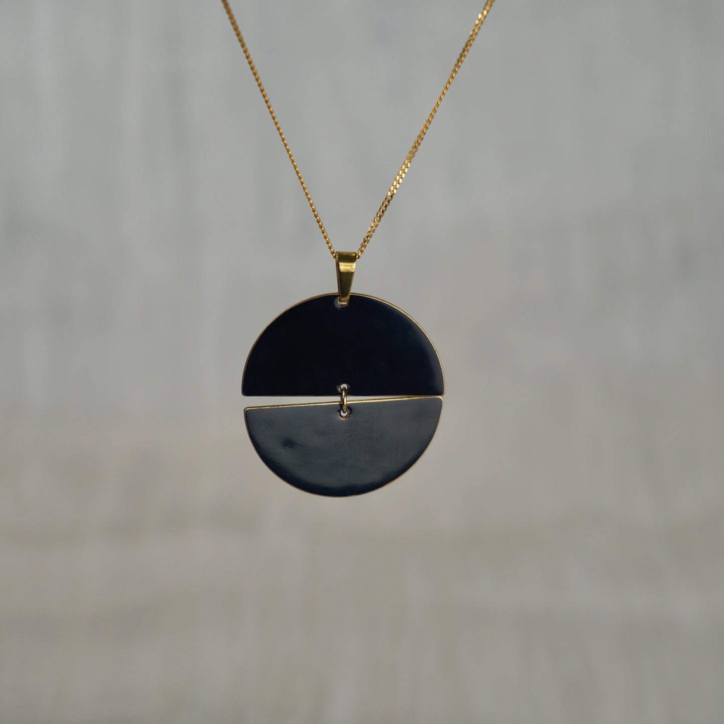 Gold Standing Crane Lacquer Necklace