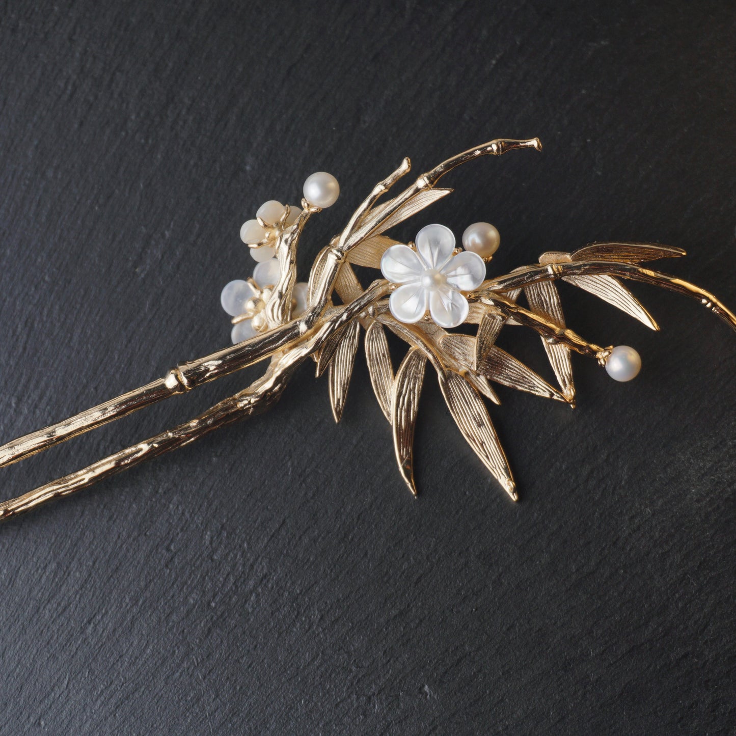 Peacock Feather Hairpin Bamboo Leaves