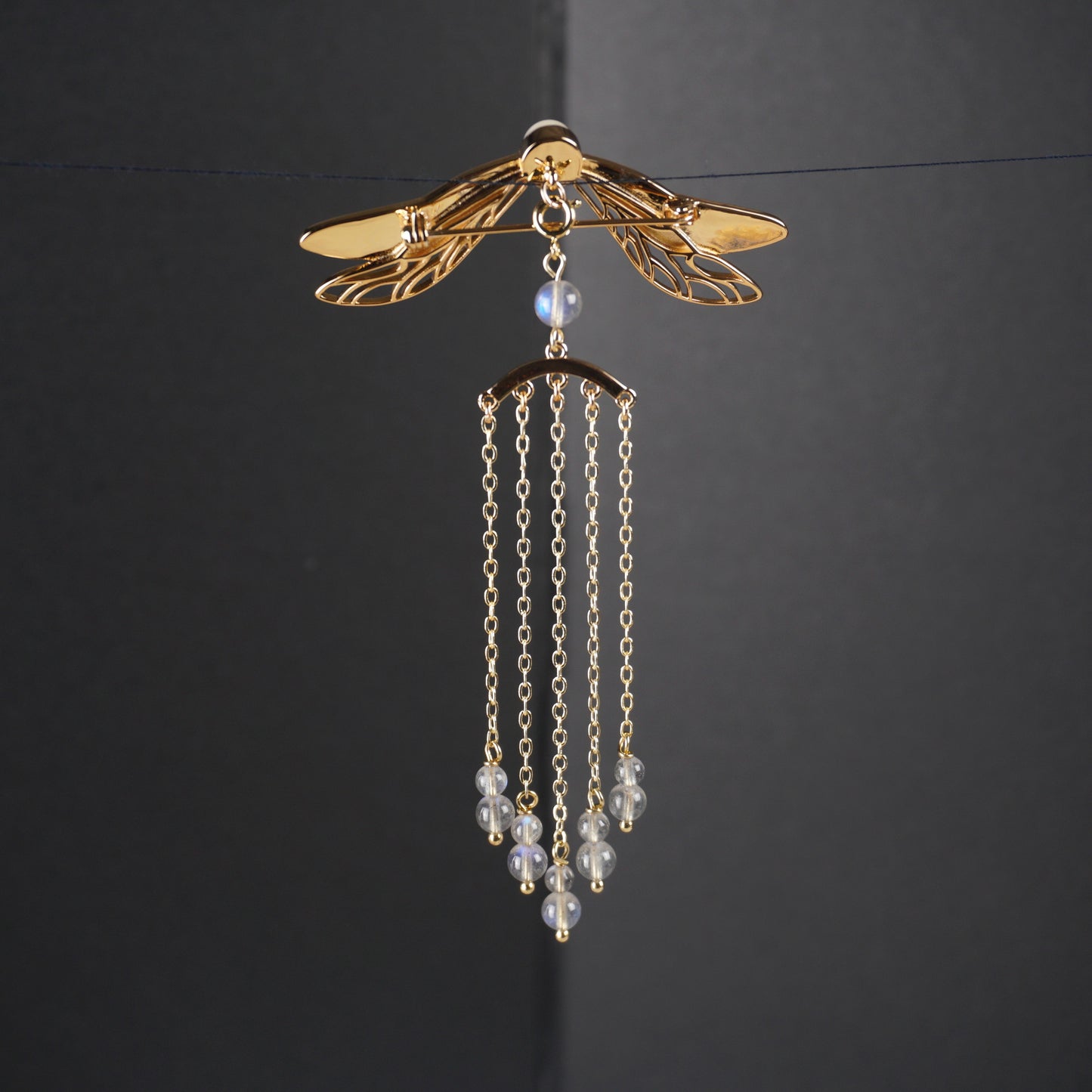 Peacock Feather Dragonfly Brooch