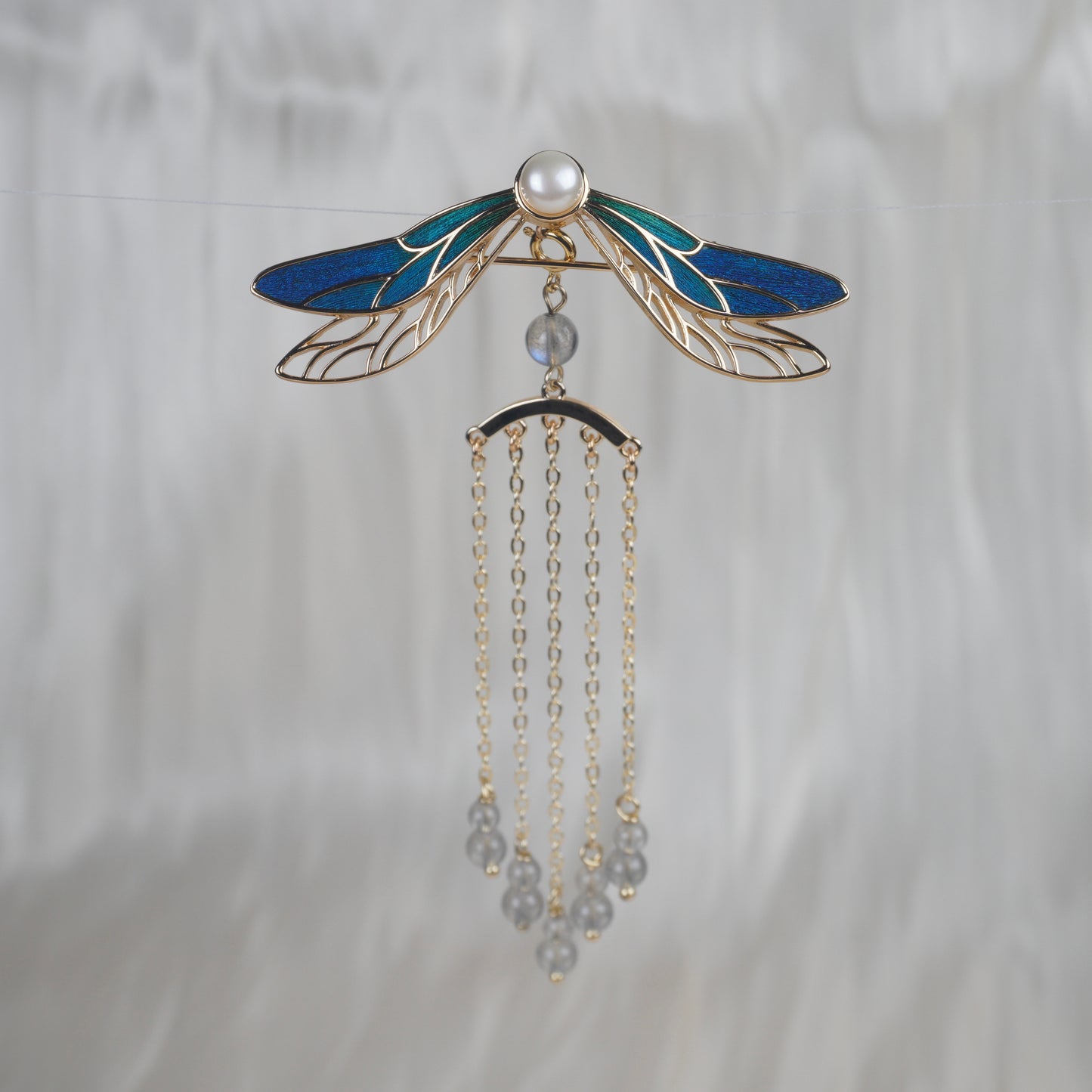 Peacock Feather Dragonfly Brooch