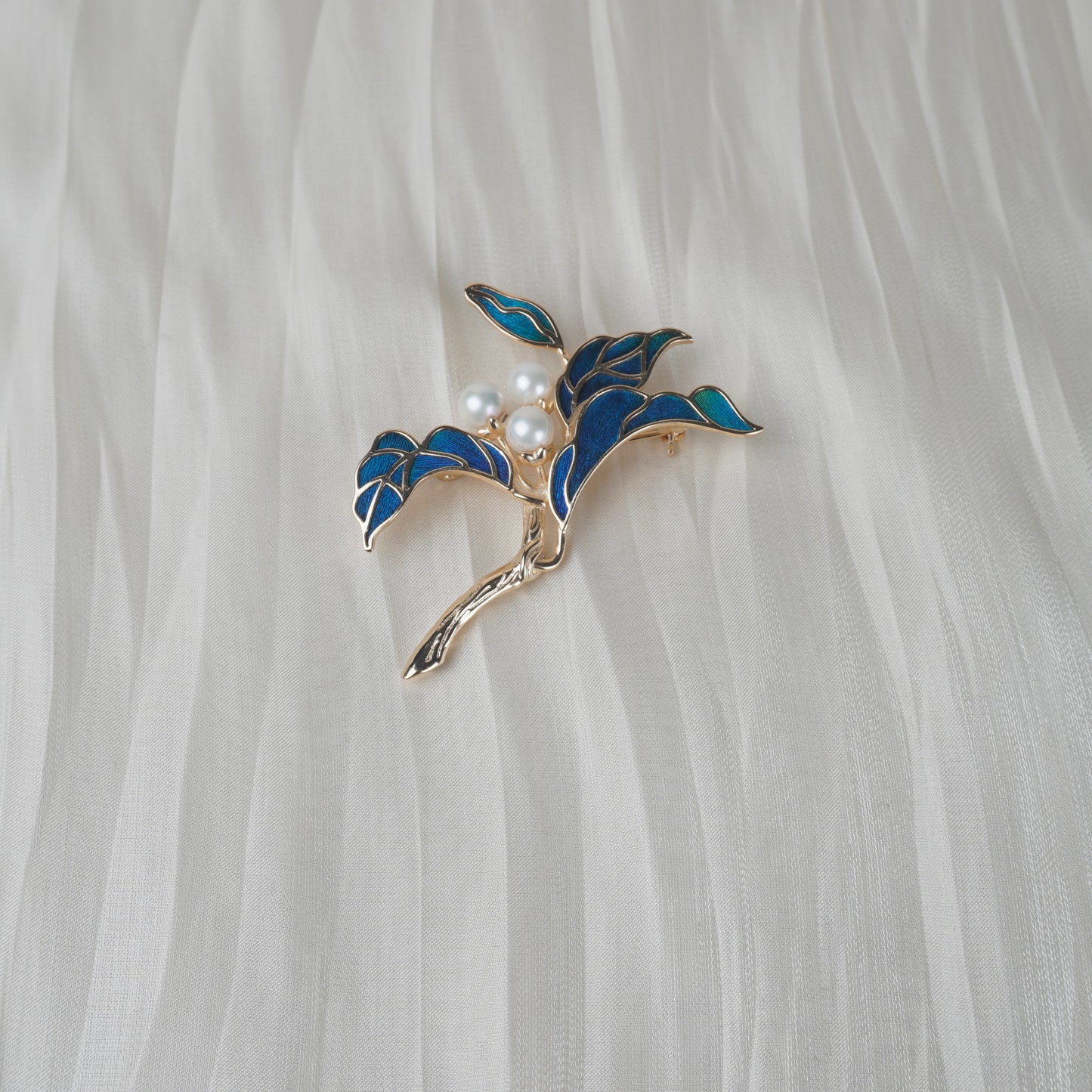 Peacock Feather Flowering Branch Brooch