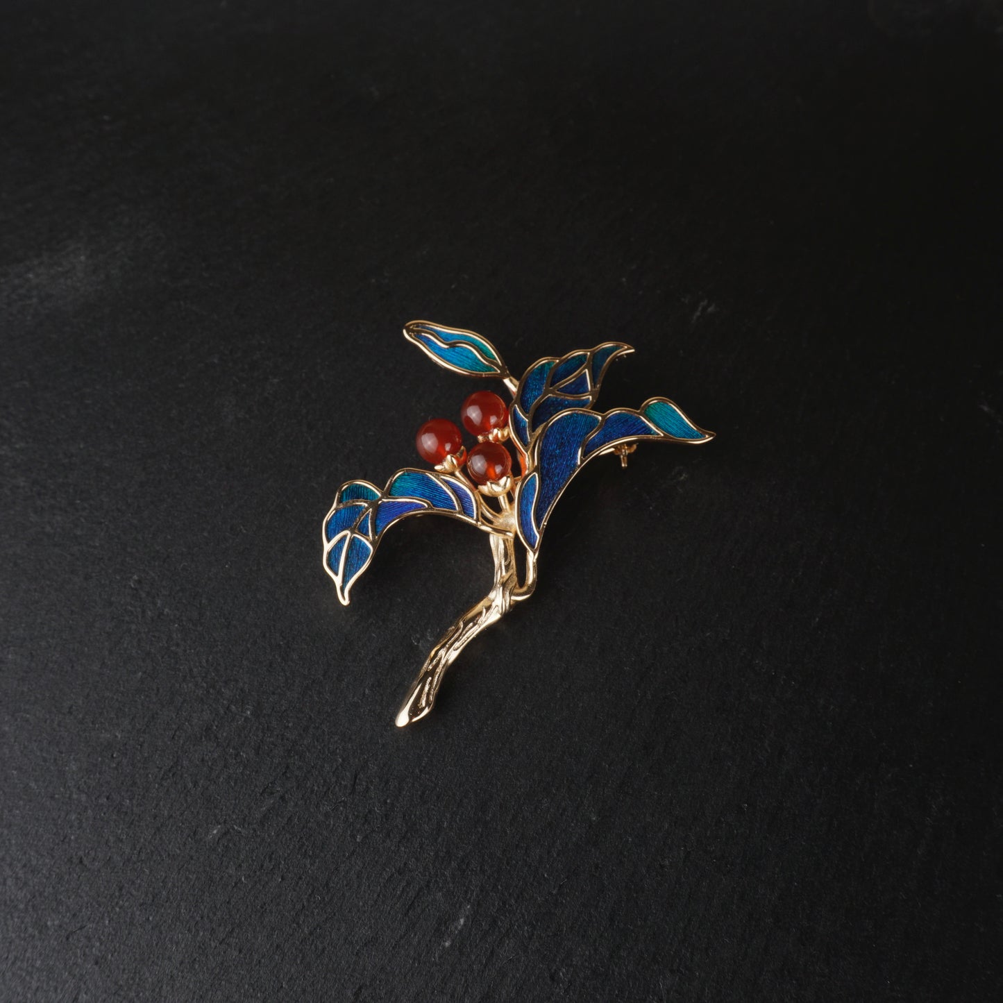 Peacock Feather Flowering Branch Brooch