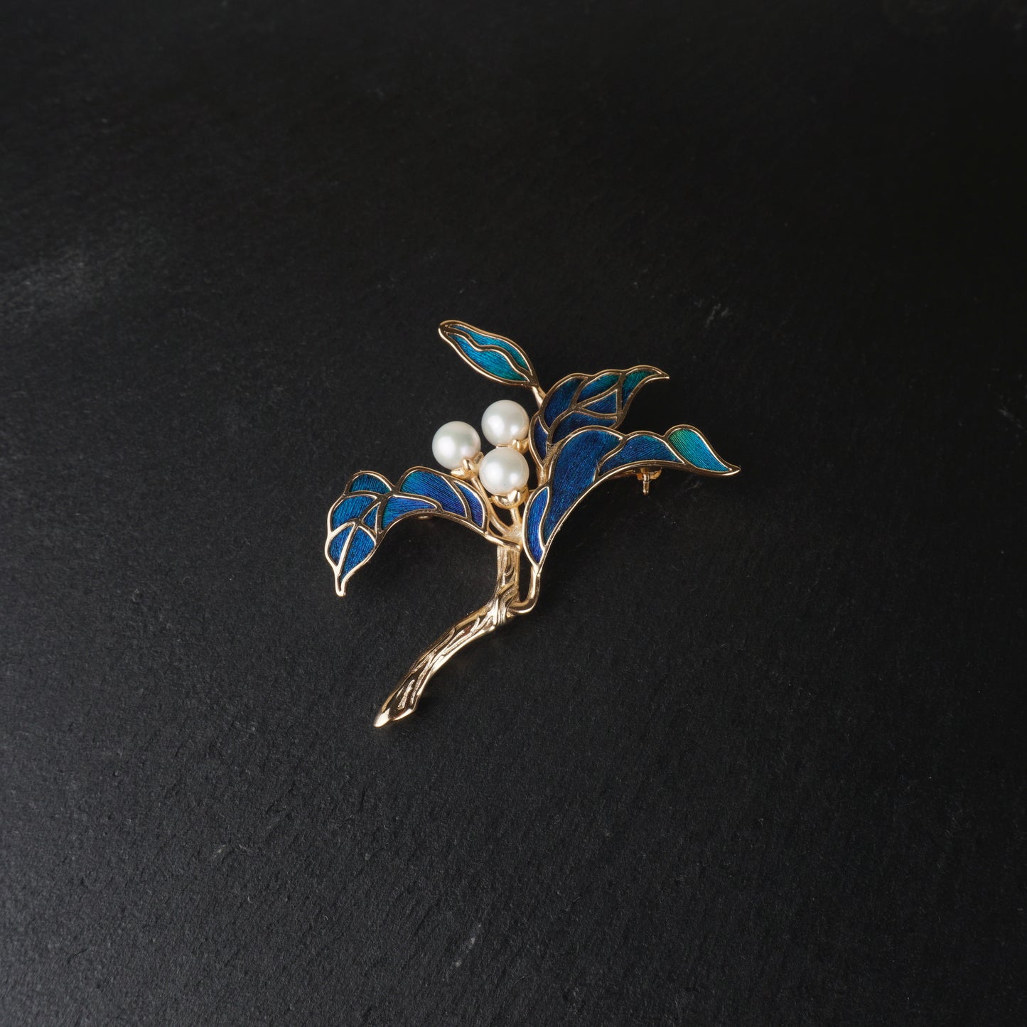 Peacock Feather Flowering Branch Brooch