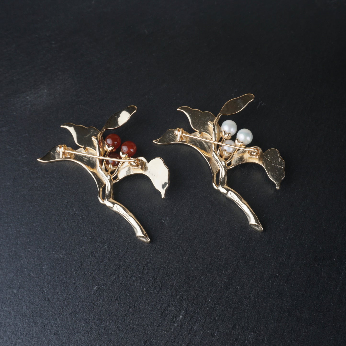 Peacock Feather Flowering Branch Brooch