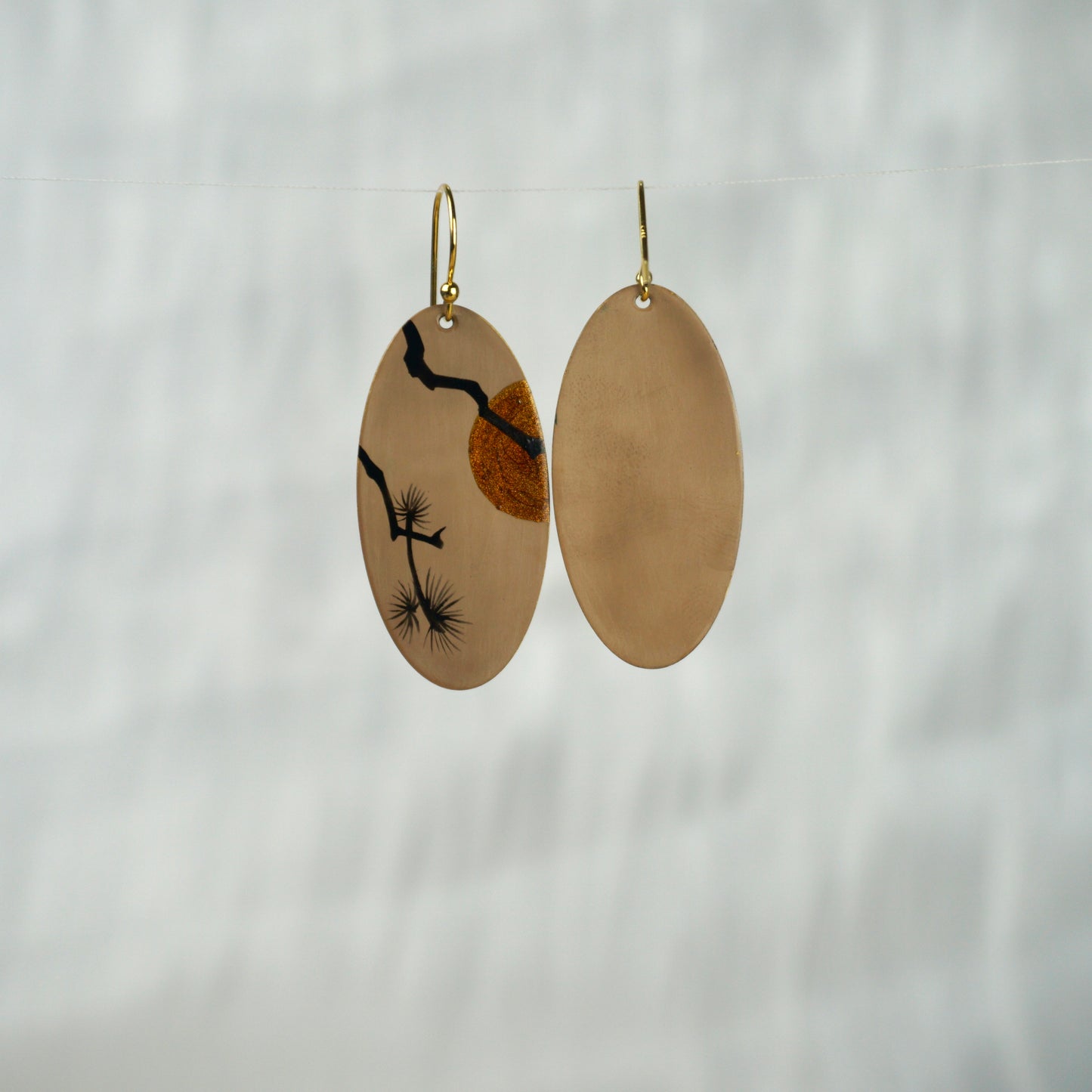 Lacquer Pine And Moon Earrings