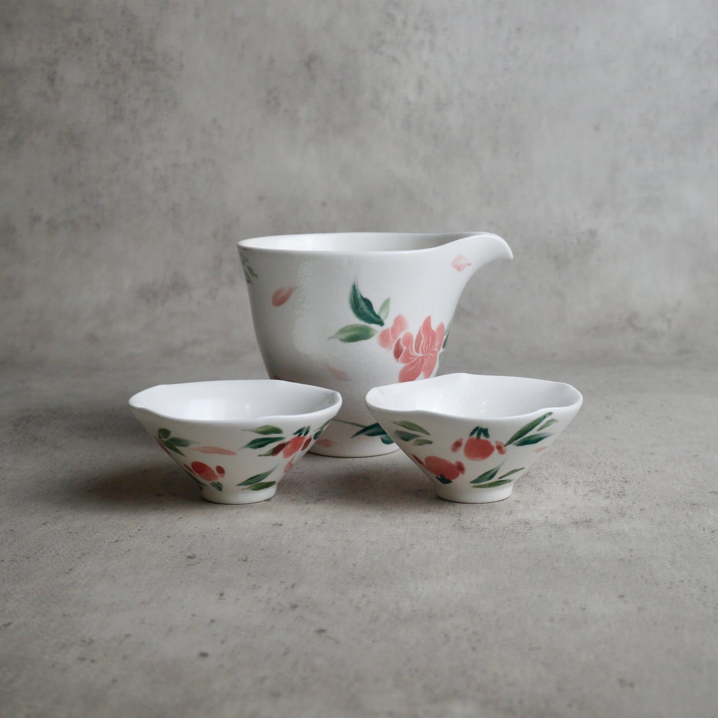 White Flora Hand Painted Tea Set