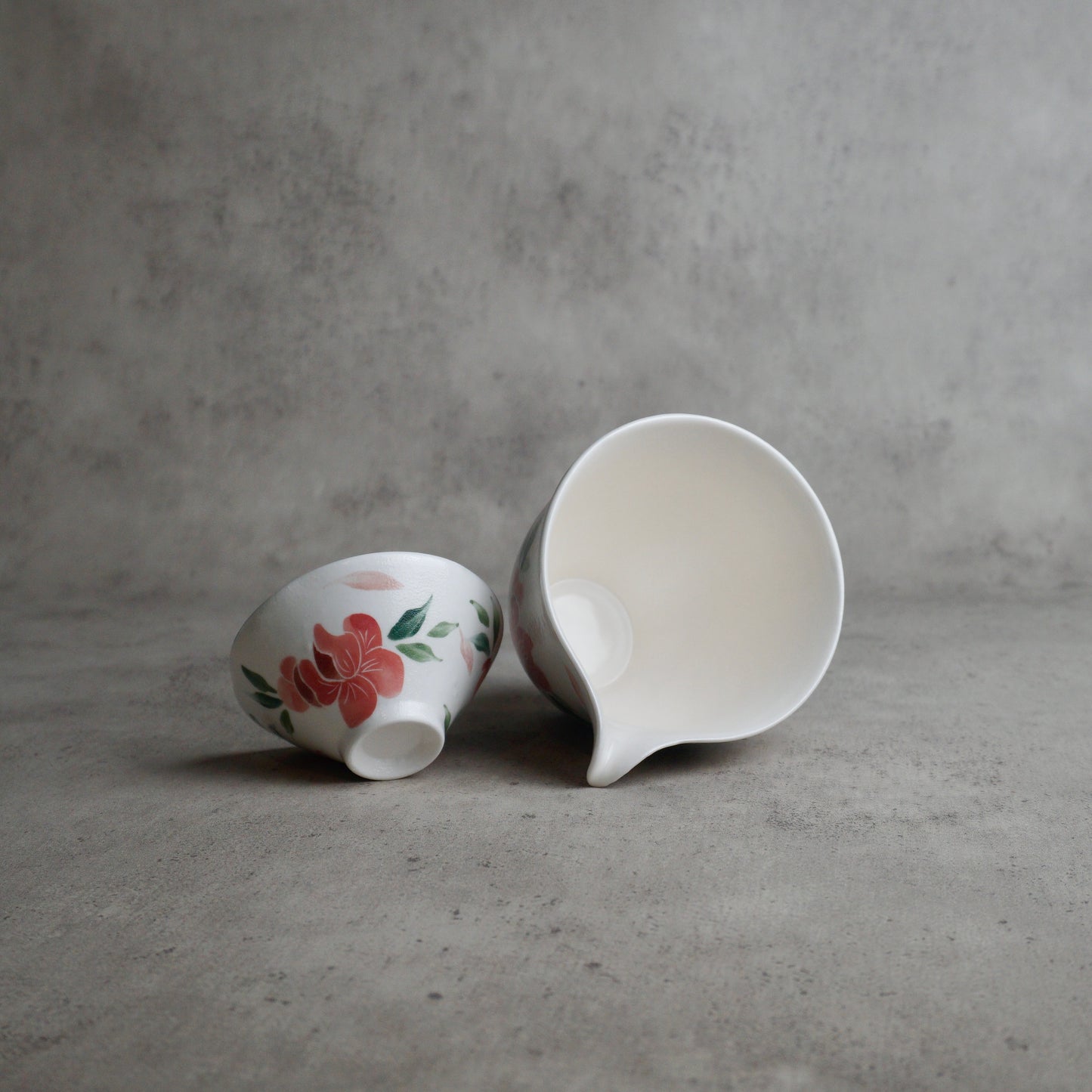 White Flora Hand Painted Tea Set