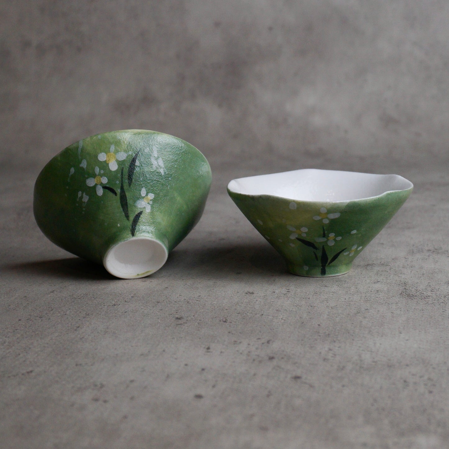 Green Flora Hand Painted Tea Set