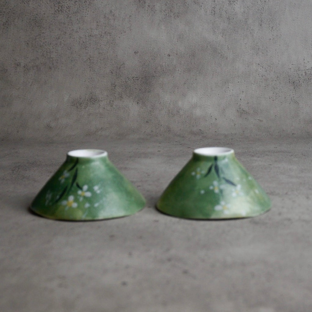 Green Flora Hand Painted Tea Set