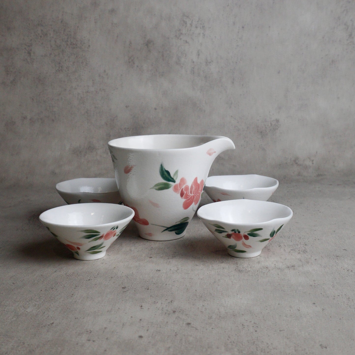 White Flora Hand Painted Tea Set