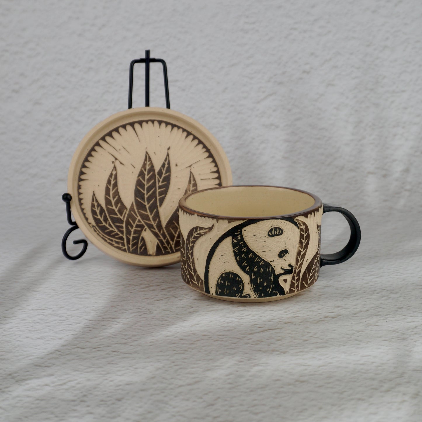 Brown Panda Cup And Saucer