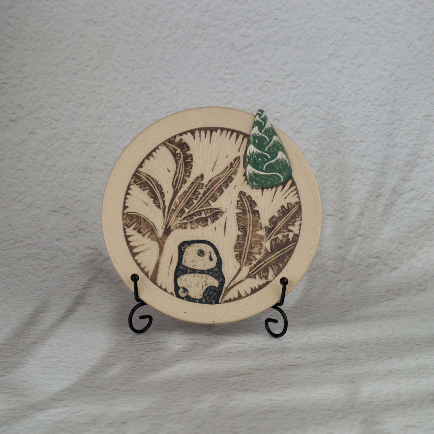 Brown Panda And Bamboo Plate