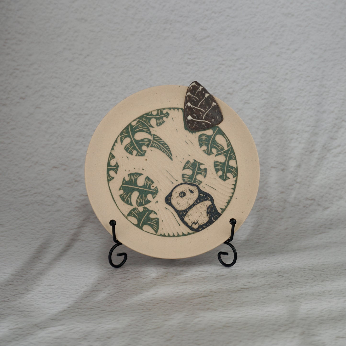 Green Panda And Bamboo Plate