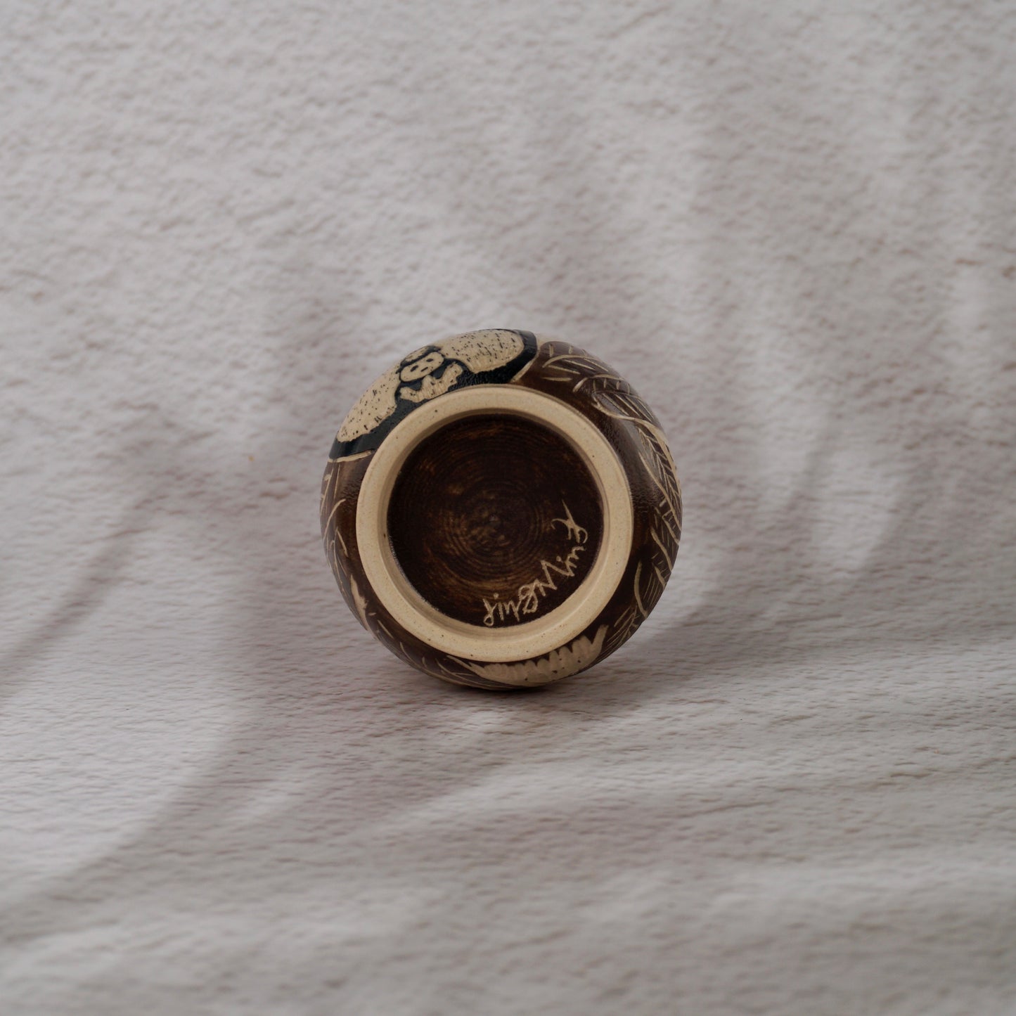 Brown Panda Round Cup Small