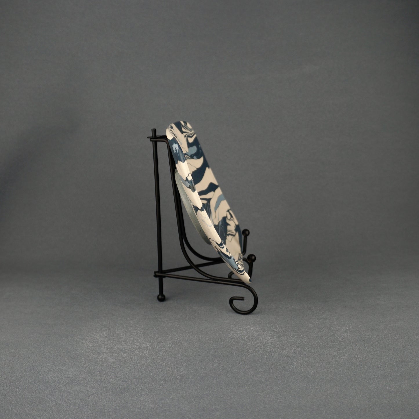 Blue Agateware Footed Square Plate