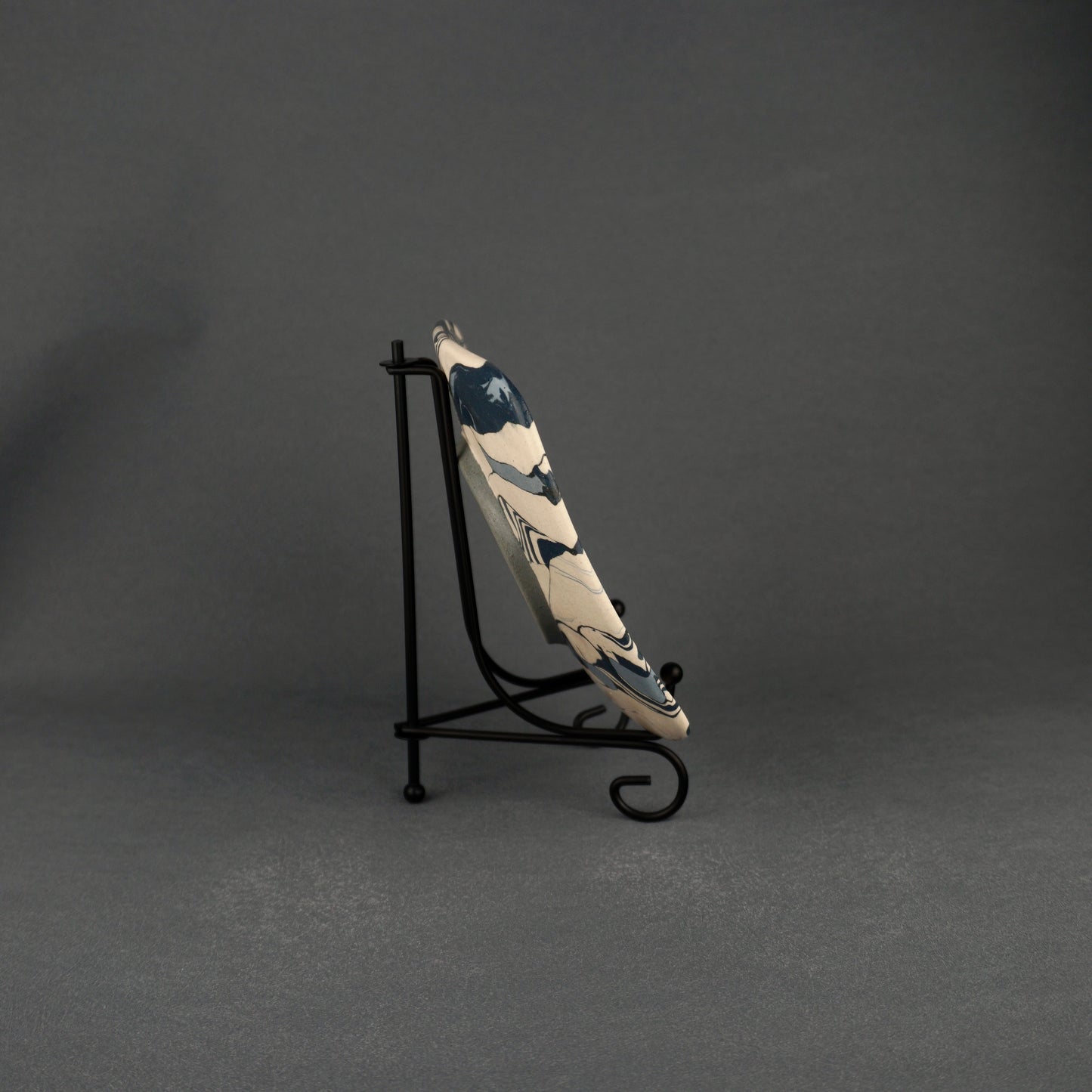 Blue Agateware Footed Square Plate