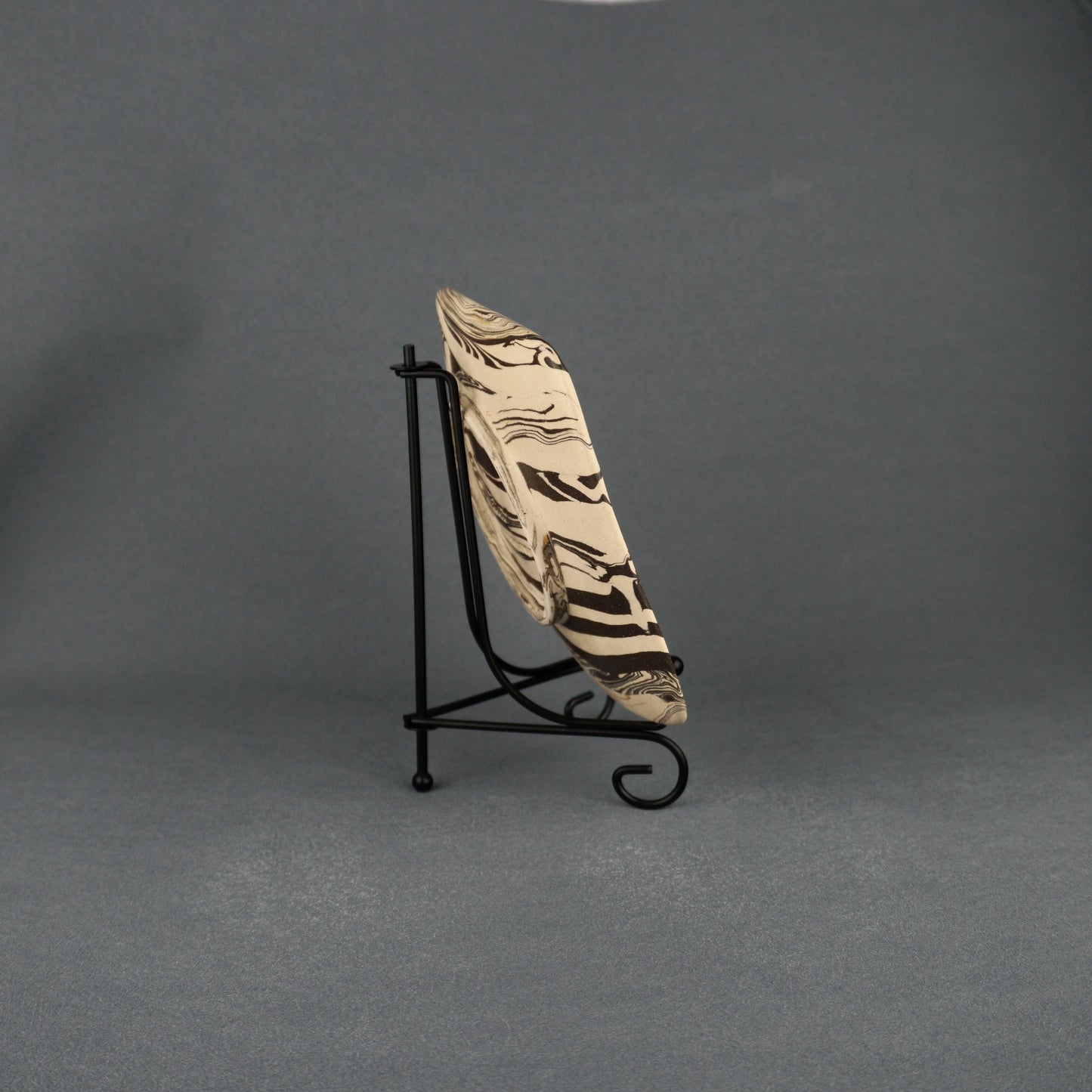 Yellow Agateware Footed Square Plate