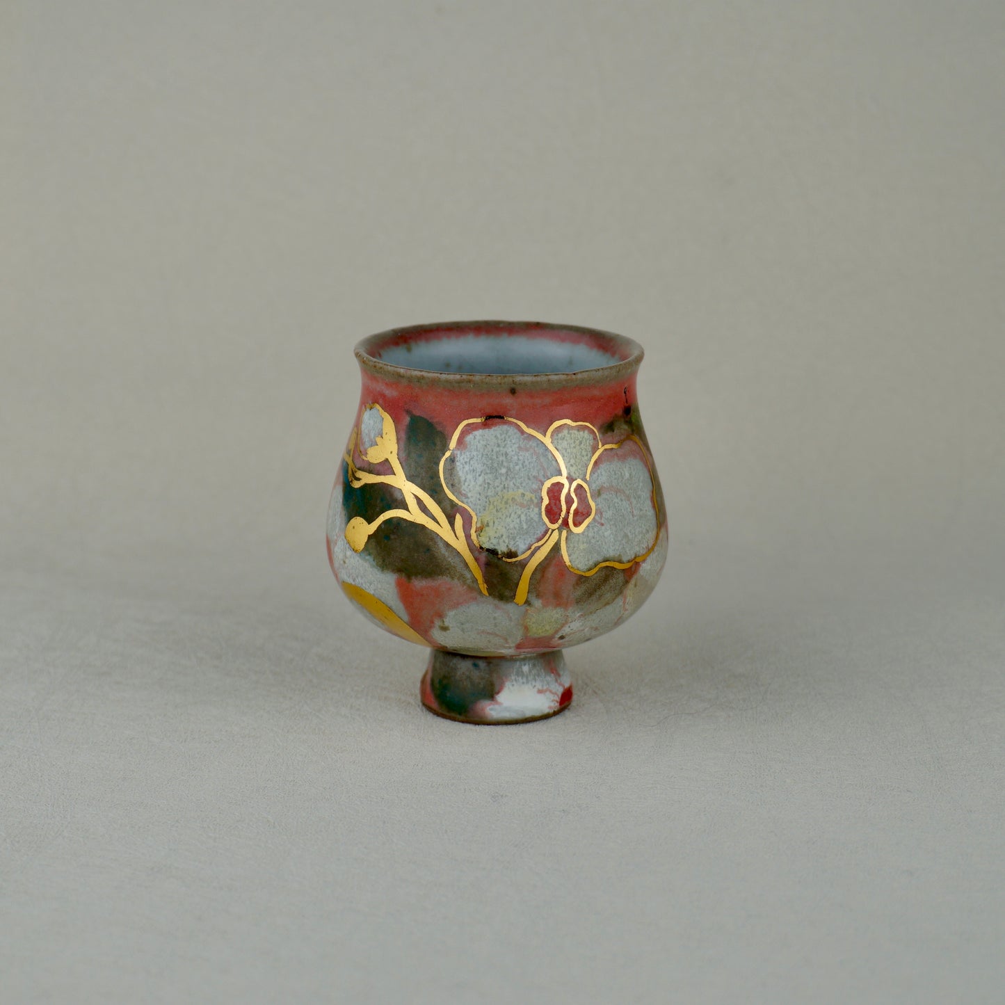 Soft Red Footed Tea Cup