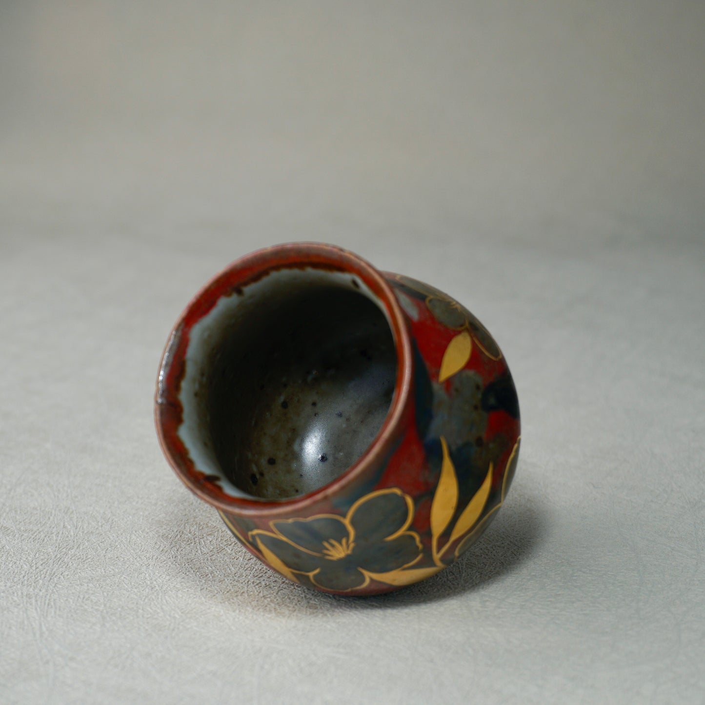 Deep Red Footed Tea Cup