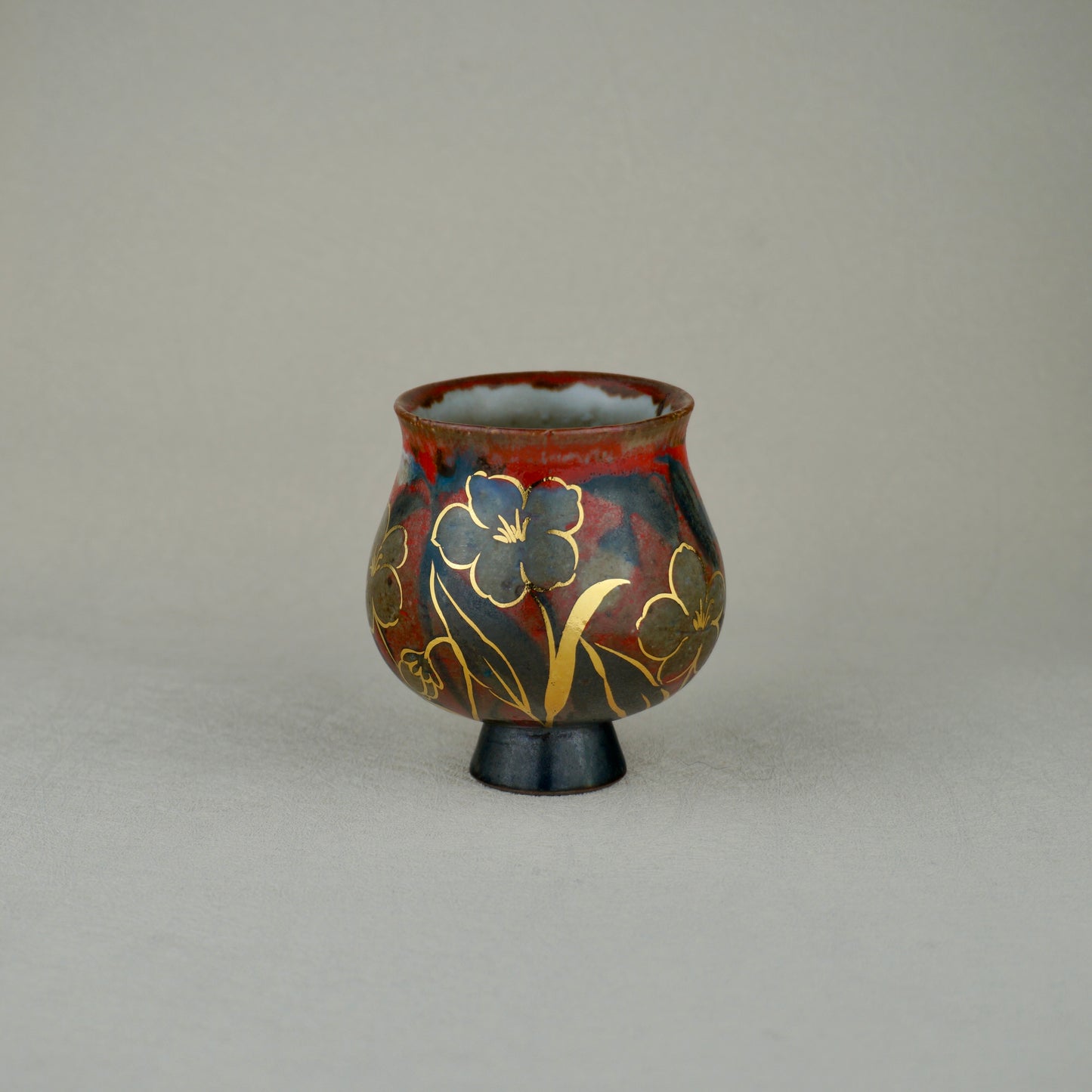 Deep Red Footed Tea Cup