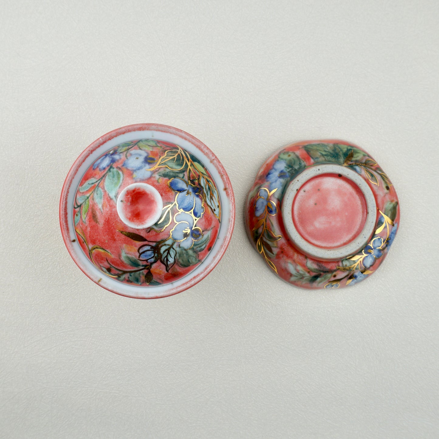Earthy Red Floral Gaiwan Tea Set