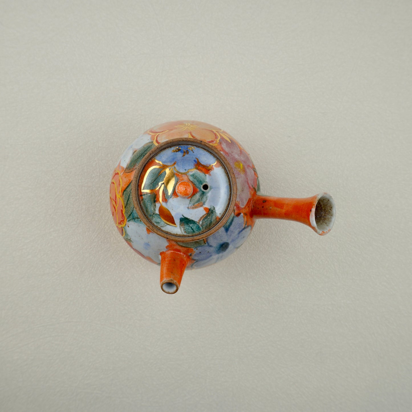 Warm Orange Floral Golden Teapot Set