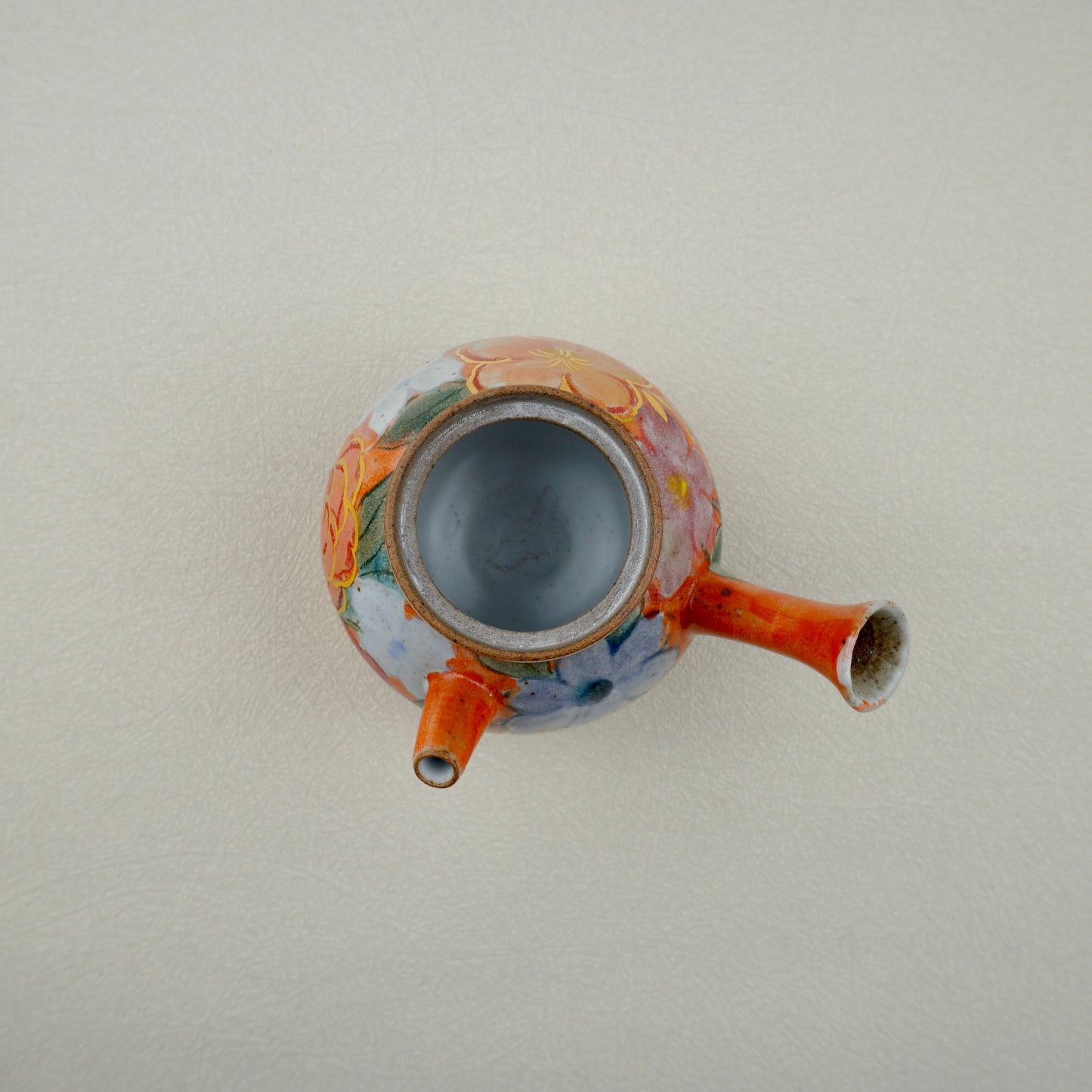 Warm Orange Floral Golden Teapot Set