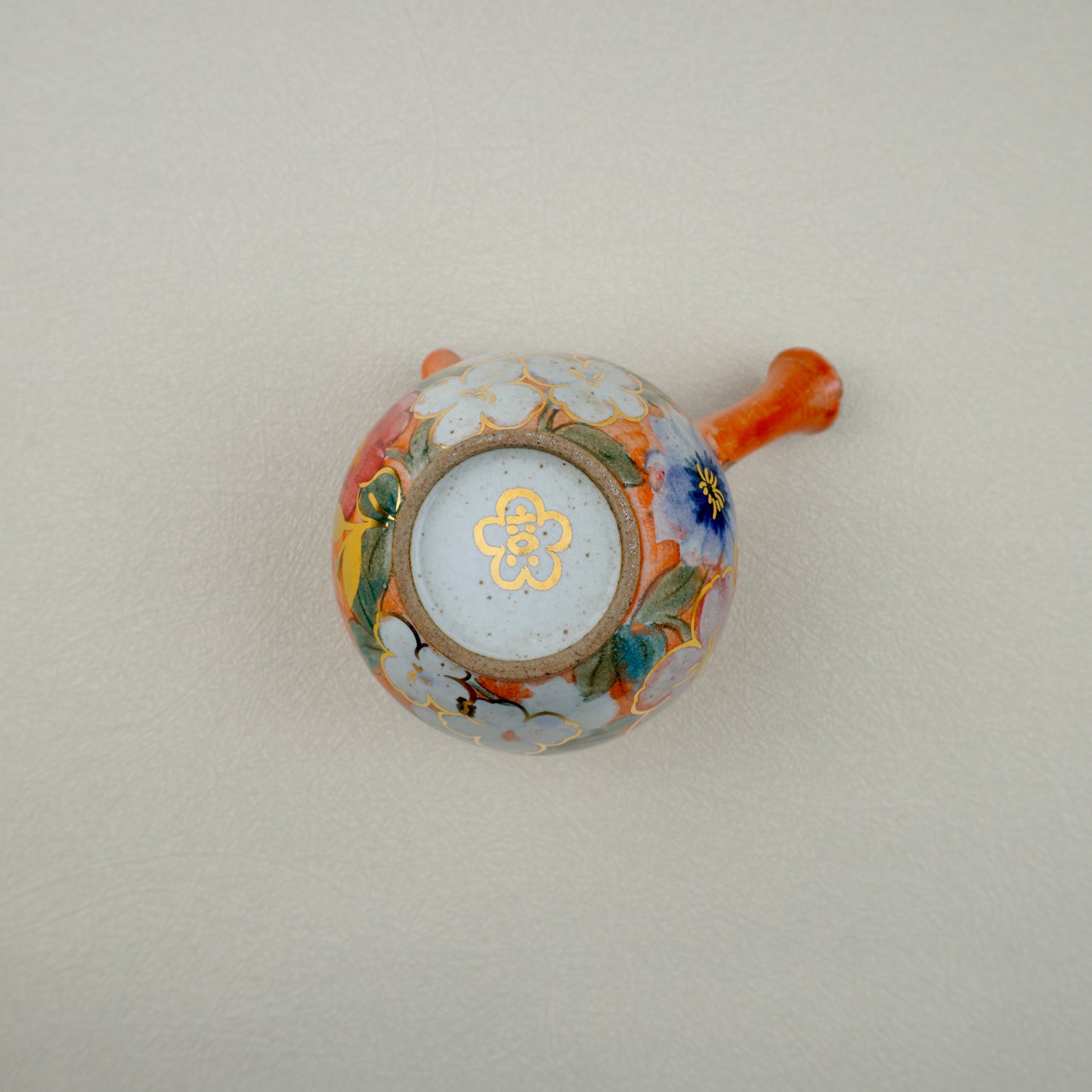 Warm Orange Floral Golden Teapot Set