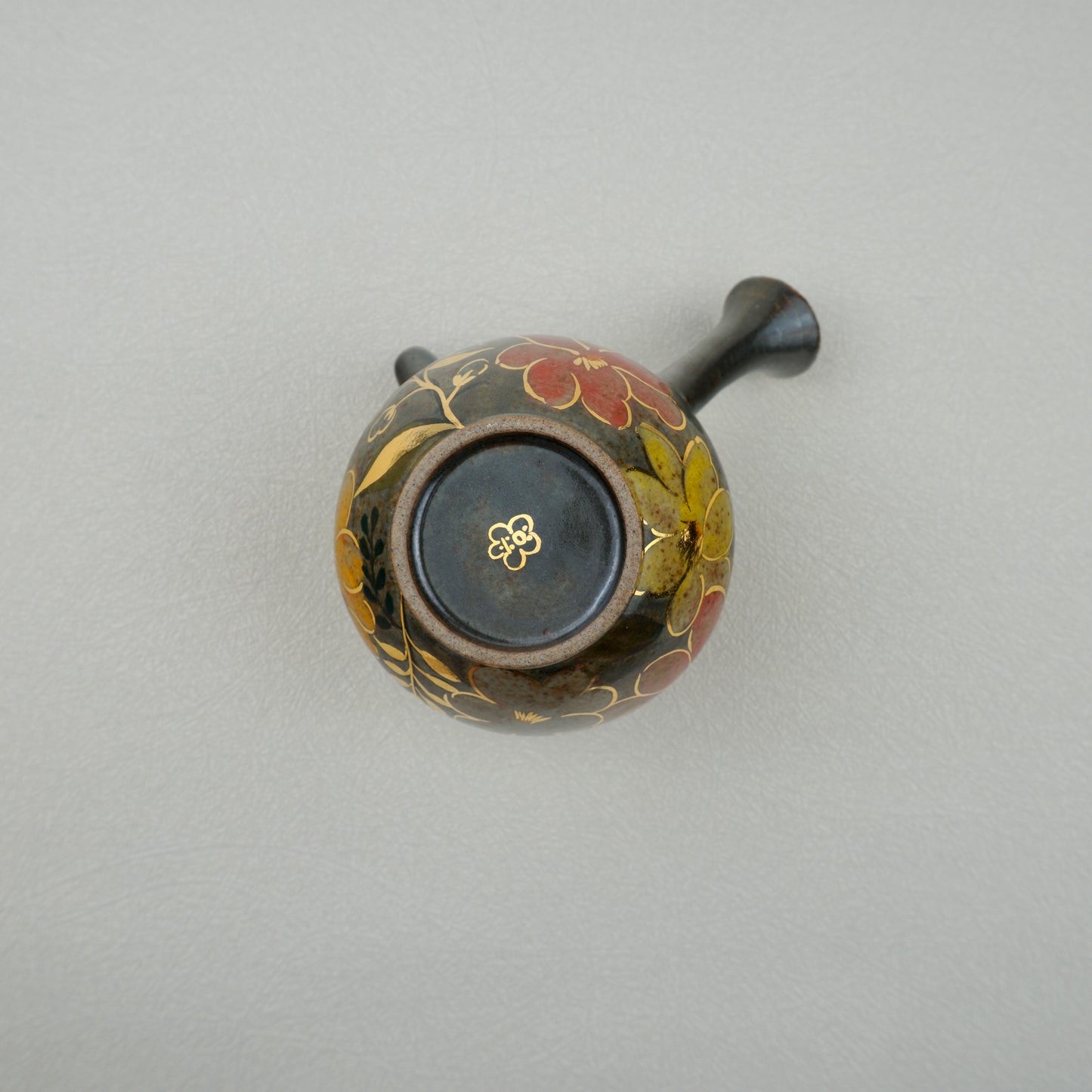 Earthy Green Floral Golden Teapot