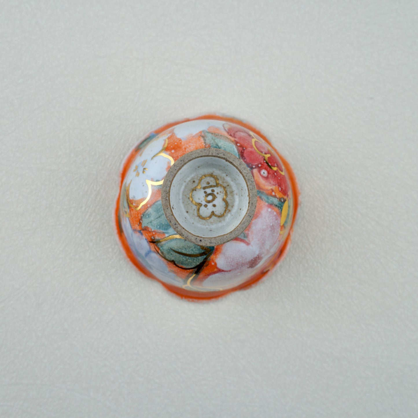 Warm Orange Floral Golden Teapot Set
