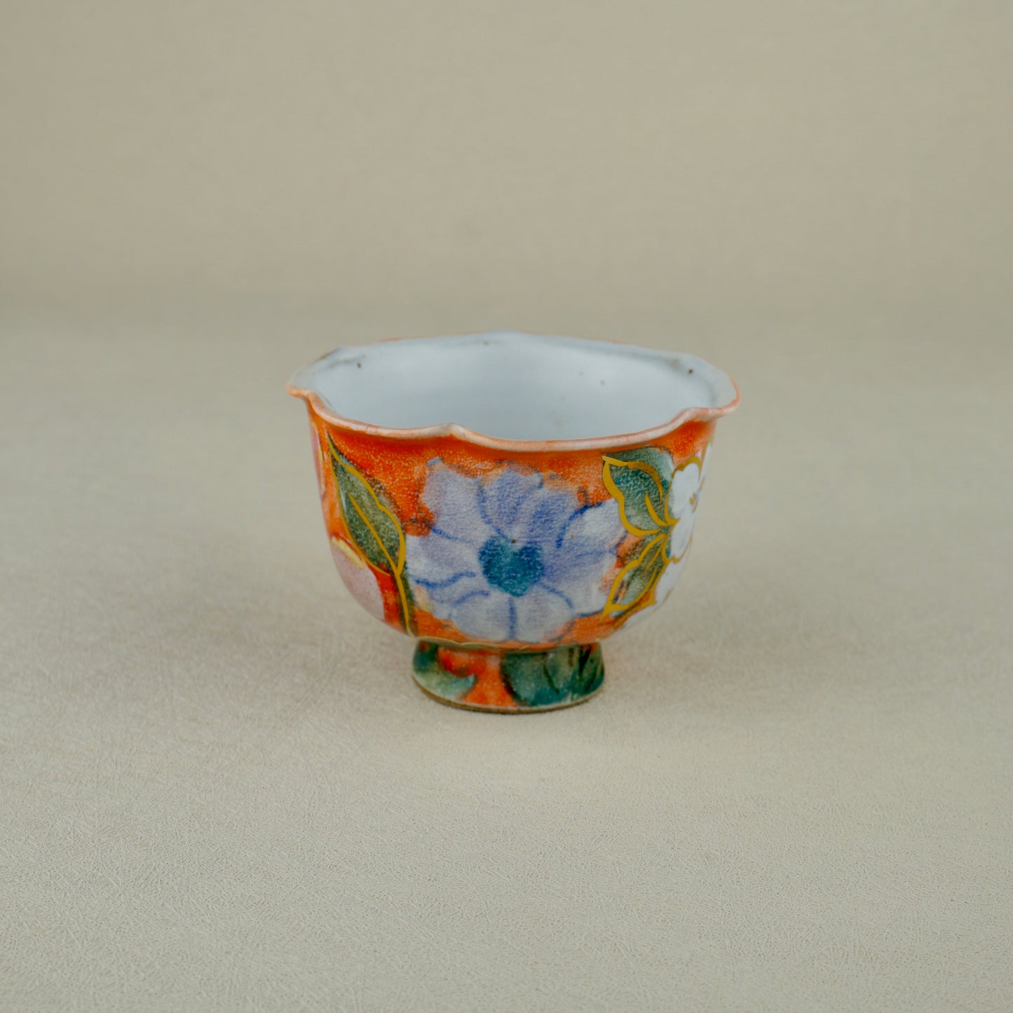 Warm Orange Floral Golden Teapot Set