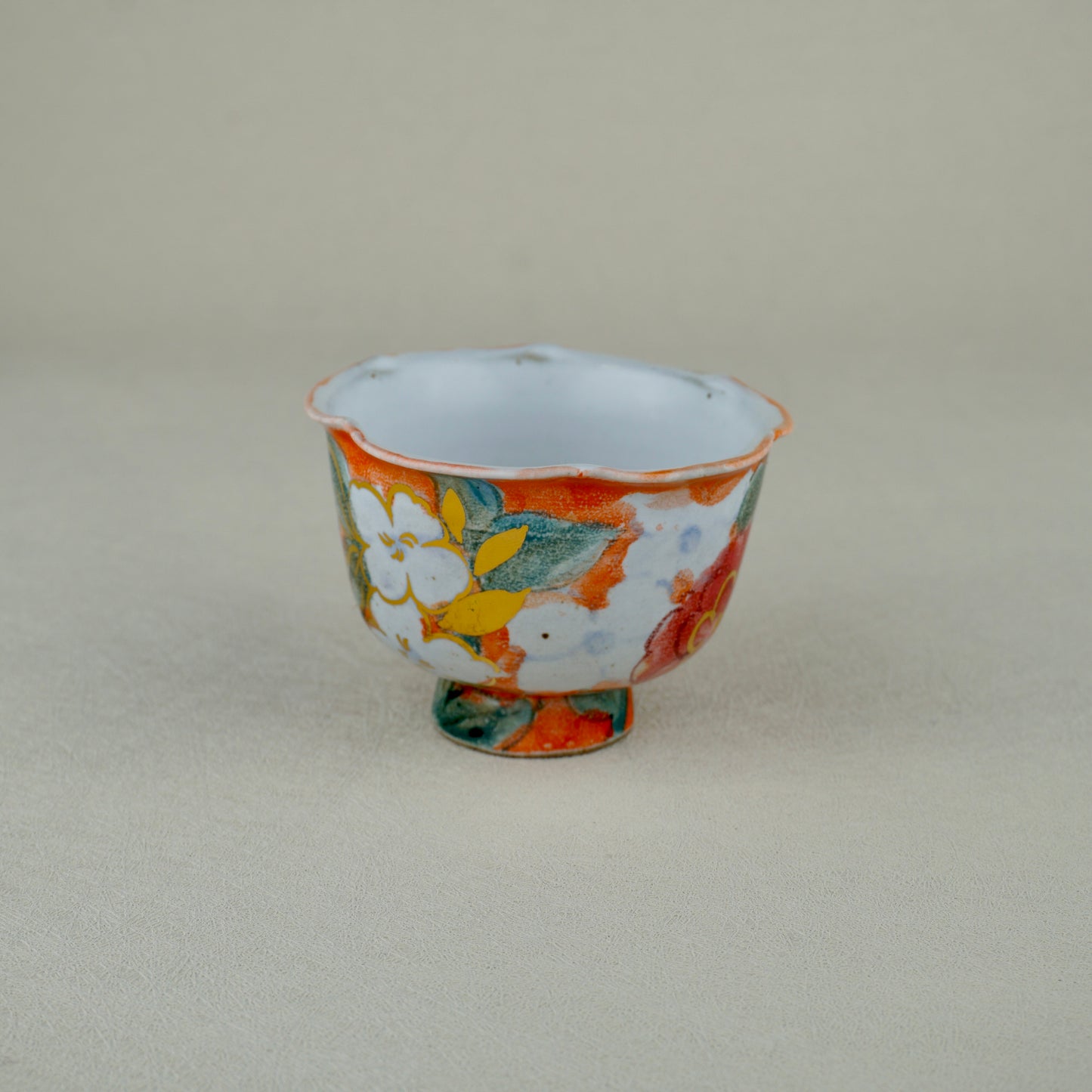 Warm Orange Floral Golden Teapot Set
