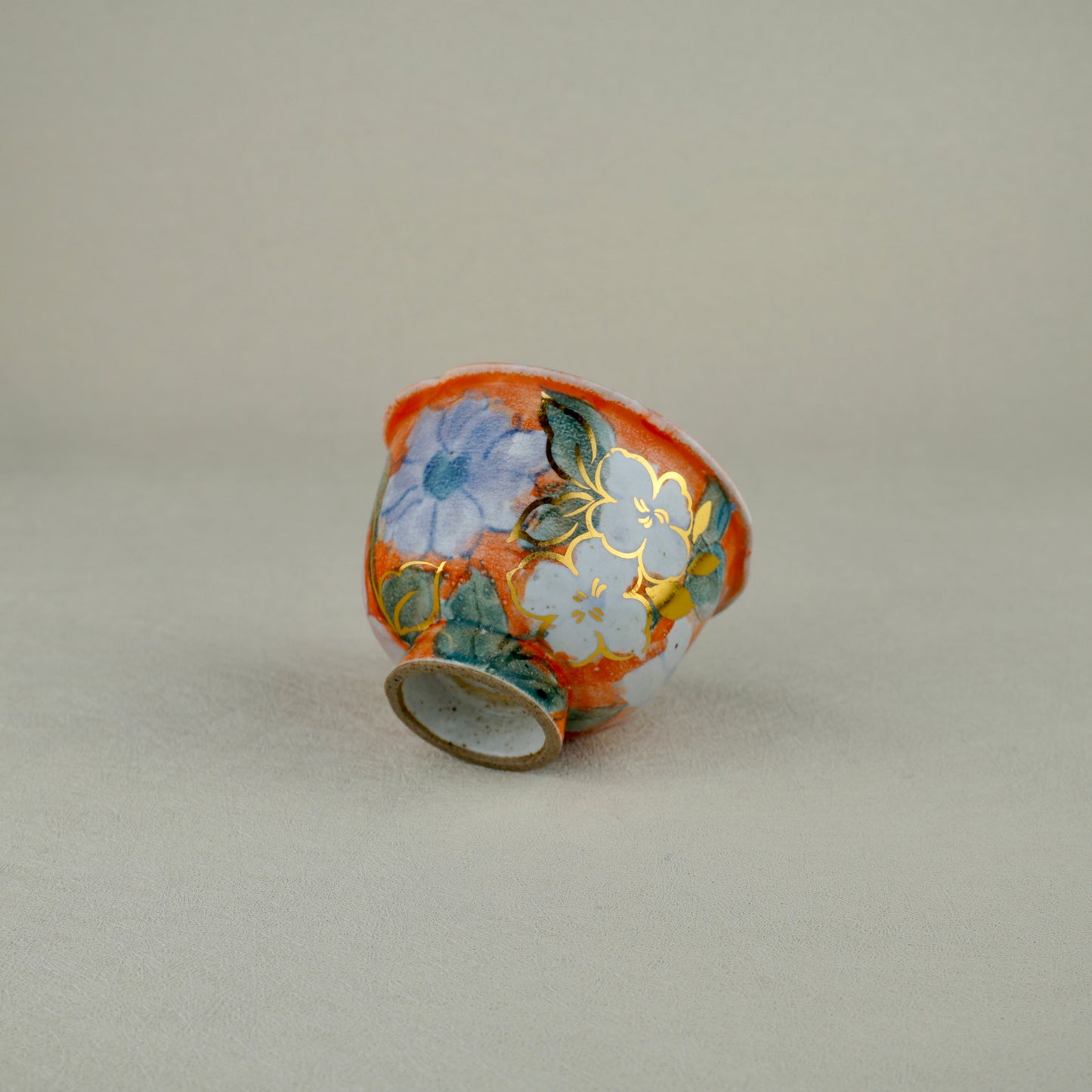Warm Orange Floral Golden Teapot Set