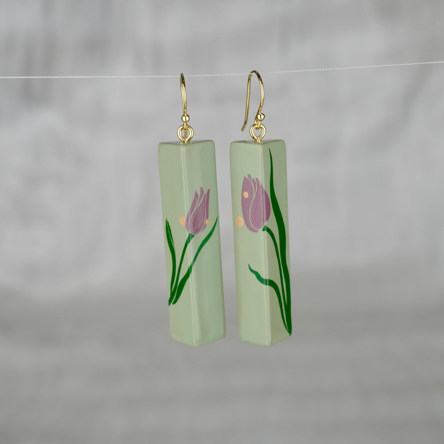 Lacquer Tulip Soft Green Earrings