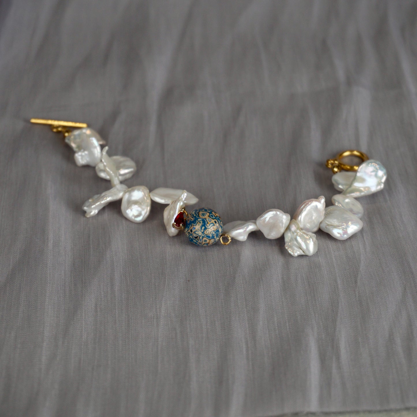 Baroque Pearl Lacquer Bead Bracelet