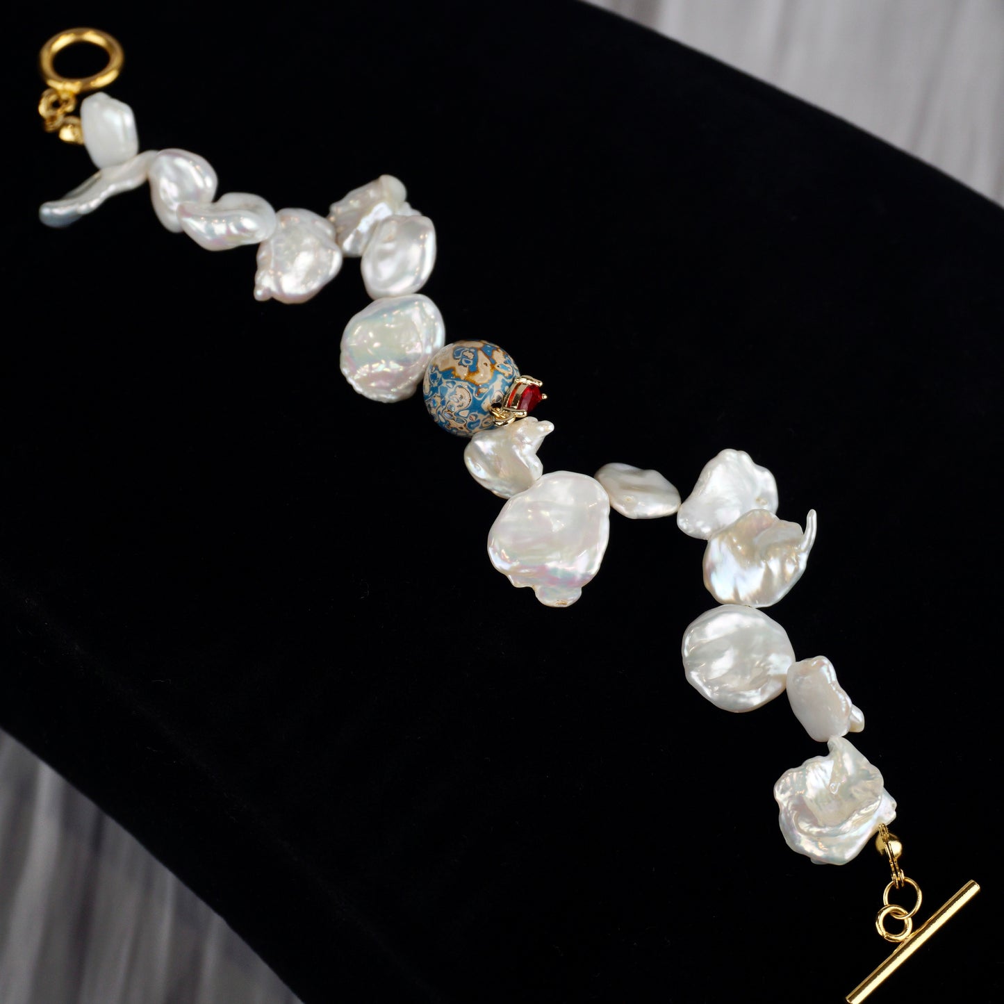 Baroque Pearl Lacquer Bead Bracelet