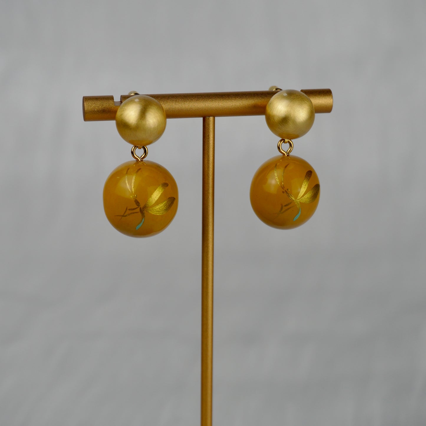 Lacquer Firefly Golden Stud Earrings
