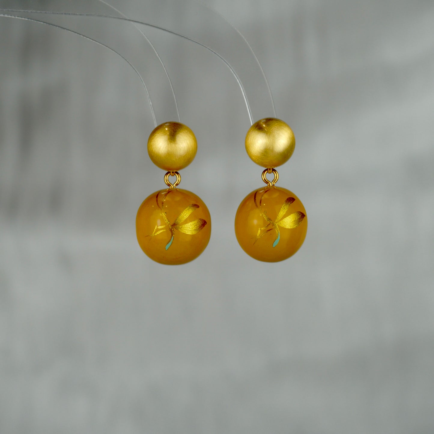 Lacquer Firefly Golden Stud Earrings