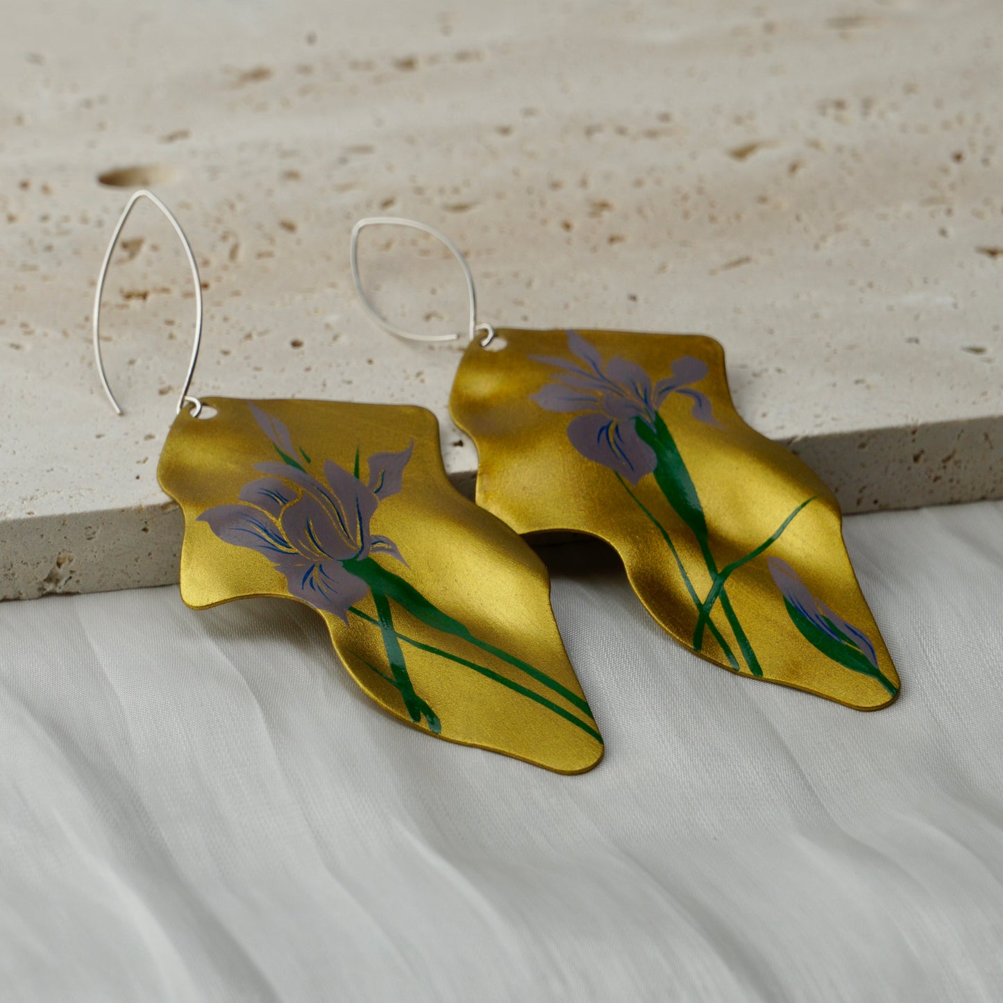 Flower Lacquer Brass Earrings