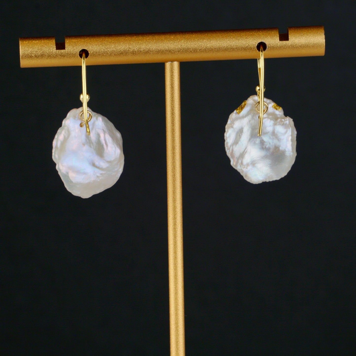 Gold Lacquer Butterfly Freshwater Pearl Earrings