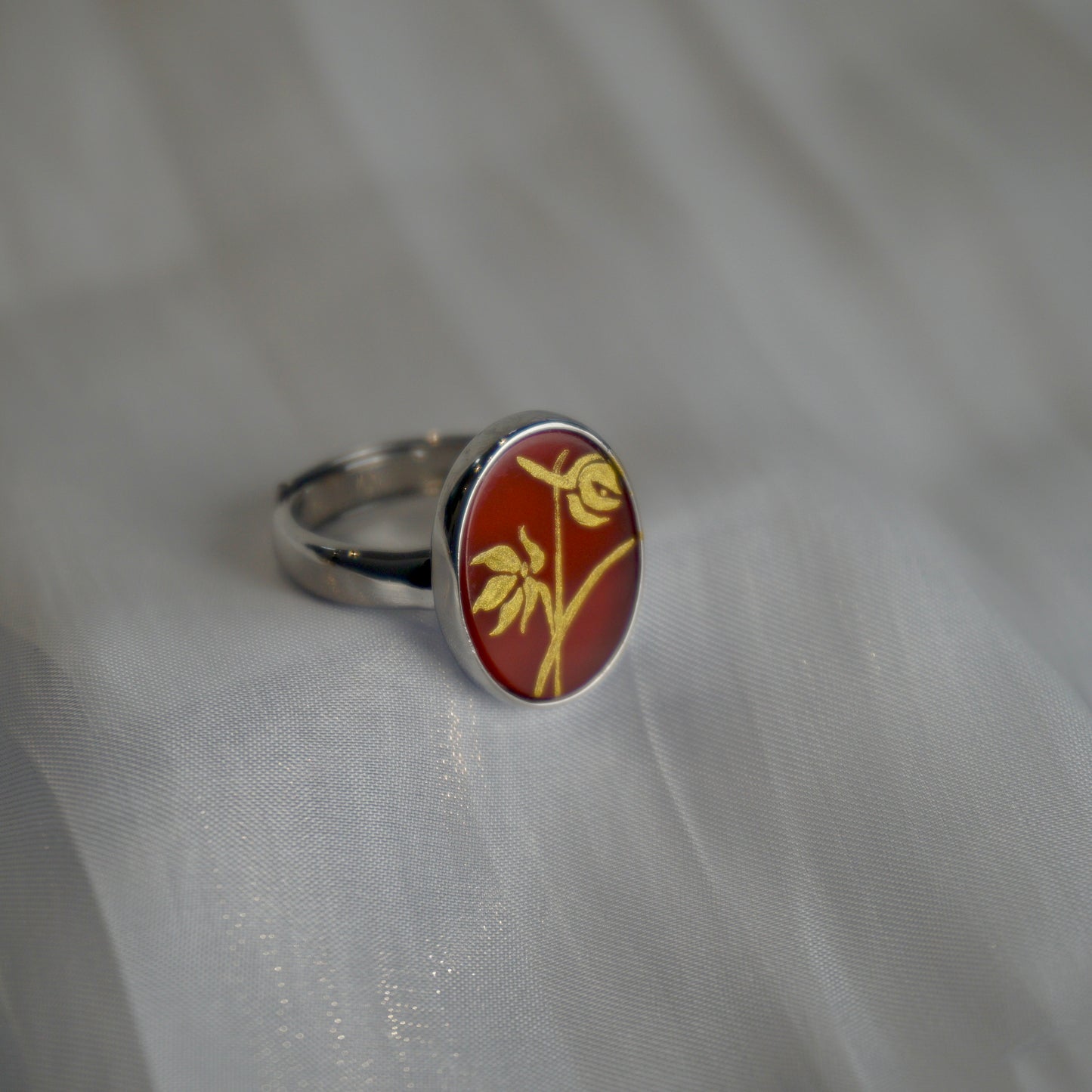 Lacquer Flower Agate Ring