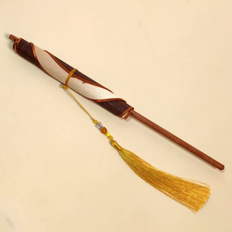 Loquat Golden Foldable Silk Fan