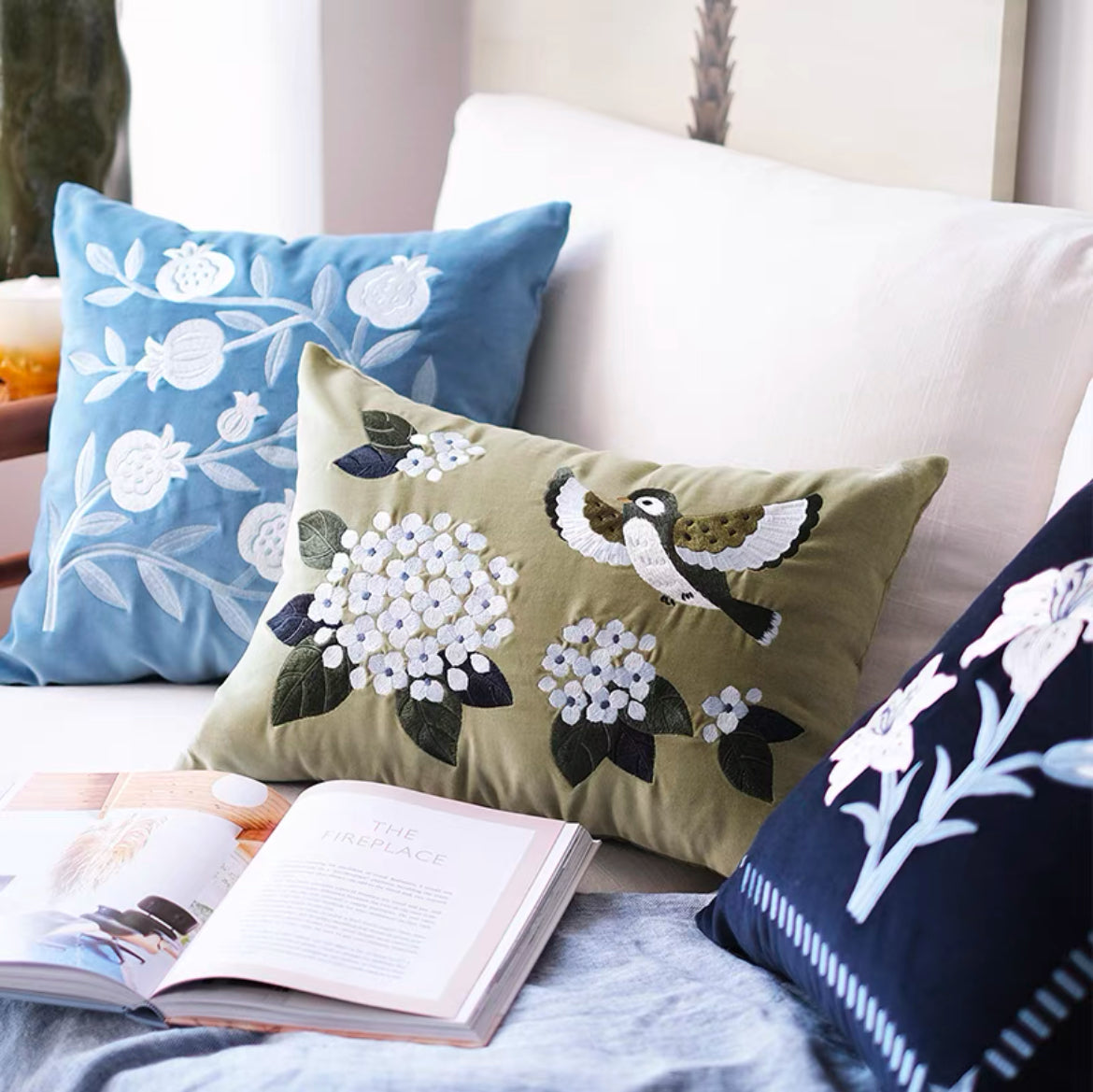 Hydrangea Cotton Velvet Cushion Cover